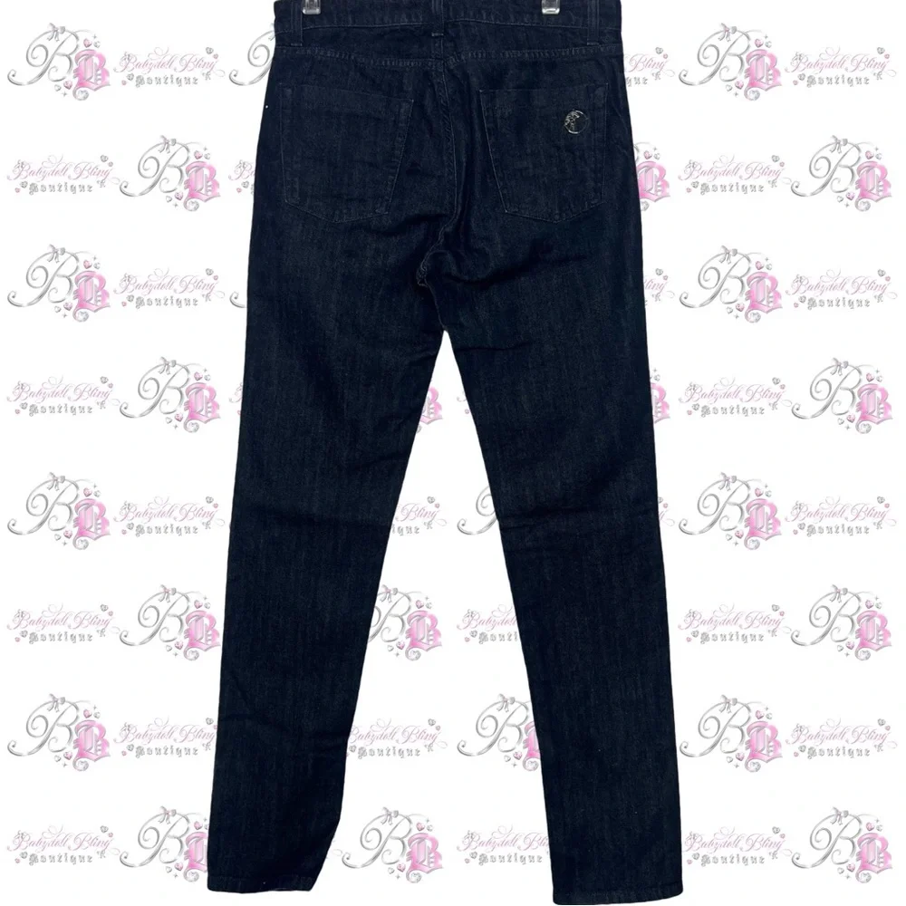 Versace jeans Medusa logo metal emblem buttons charm straight leg dark wash 💎 - Picture 2 of 16